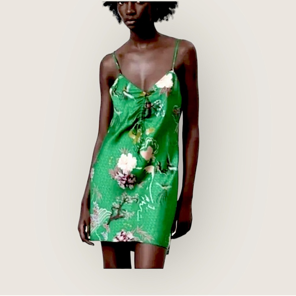 ZARA women’s green slip mini dress Size Small